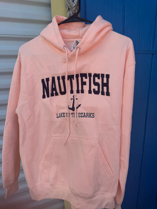 Nauti Peach Hoodie With Blue Letters