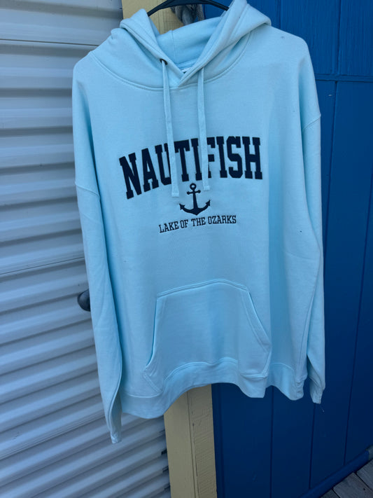 Nauti Baby Blue Hoodie With Navy Letters