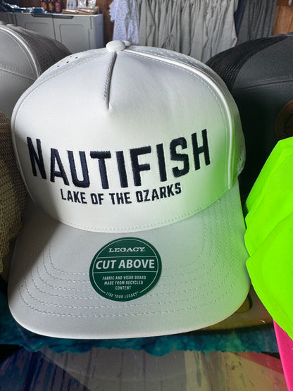 White/Navy Above Cut Emb hat